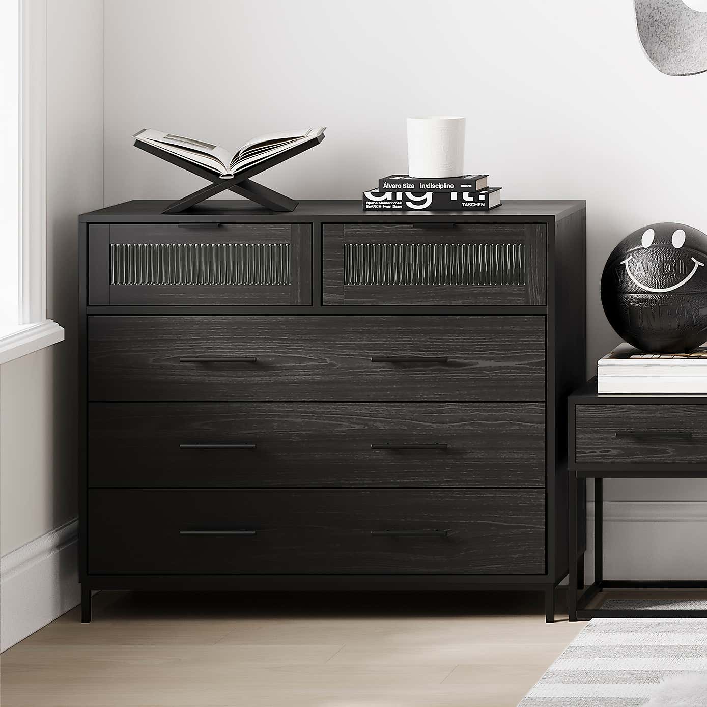Edison 5 Drawer Chest, Matte Black