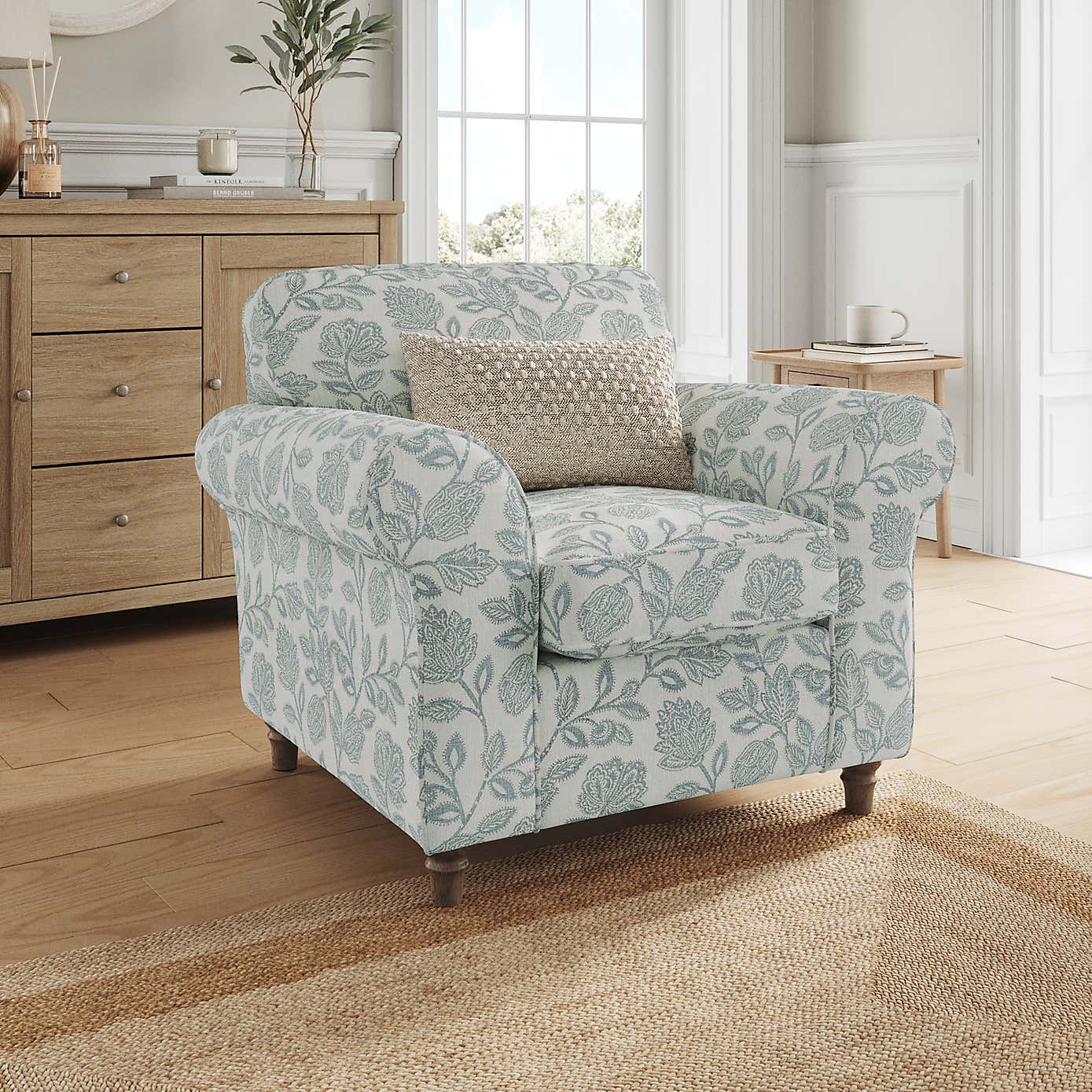 Flori Armchair, Floral Print Fabric