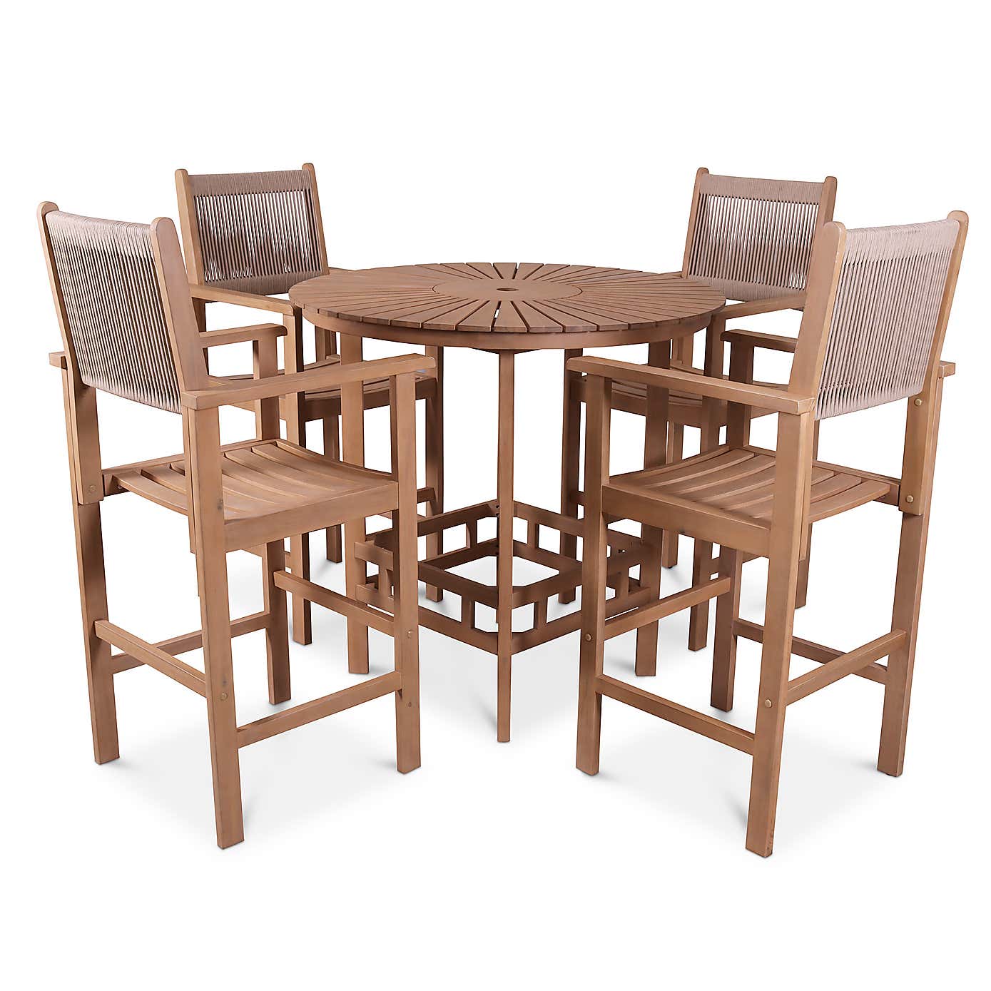Roma 4 Seater Bar Set with Rope Bar Stools