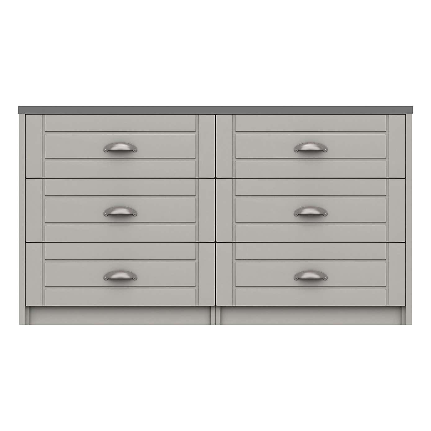 Darwin White and Oak Effect 6 Drawer Wide Chest