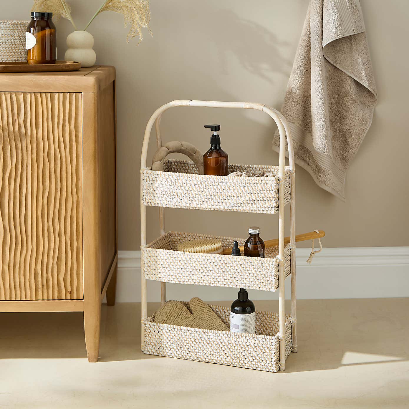 The Edited Life Rattan White Wash Caddy