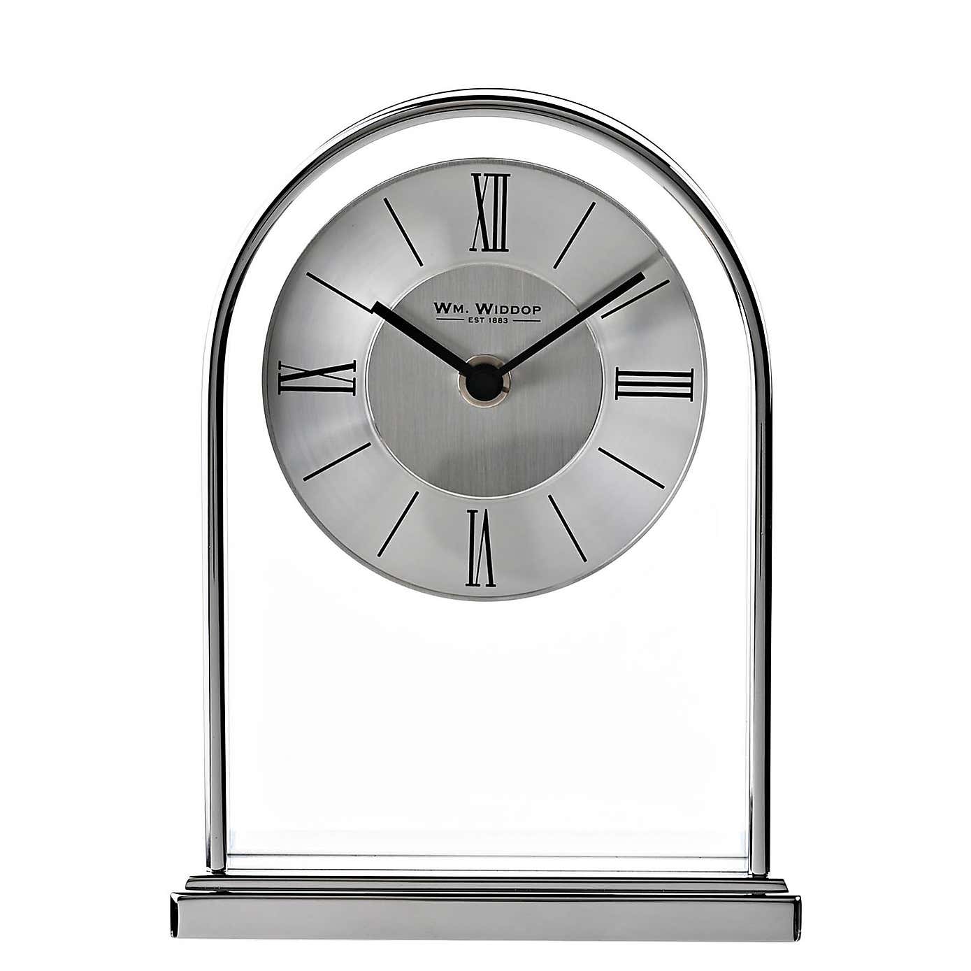 Widdop Chrome & Wood Veneer Mantel Clock