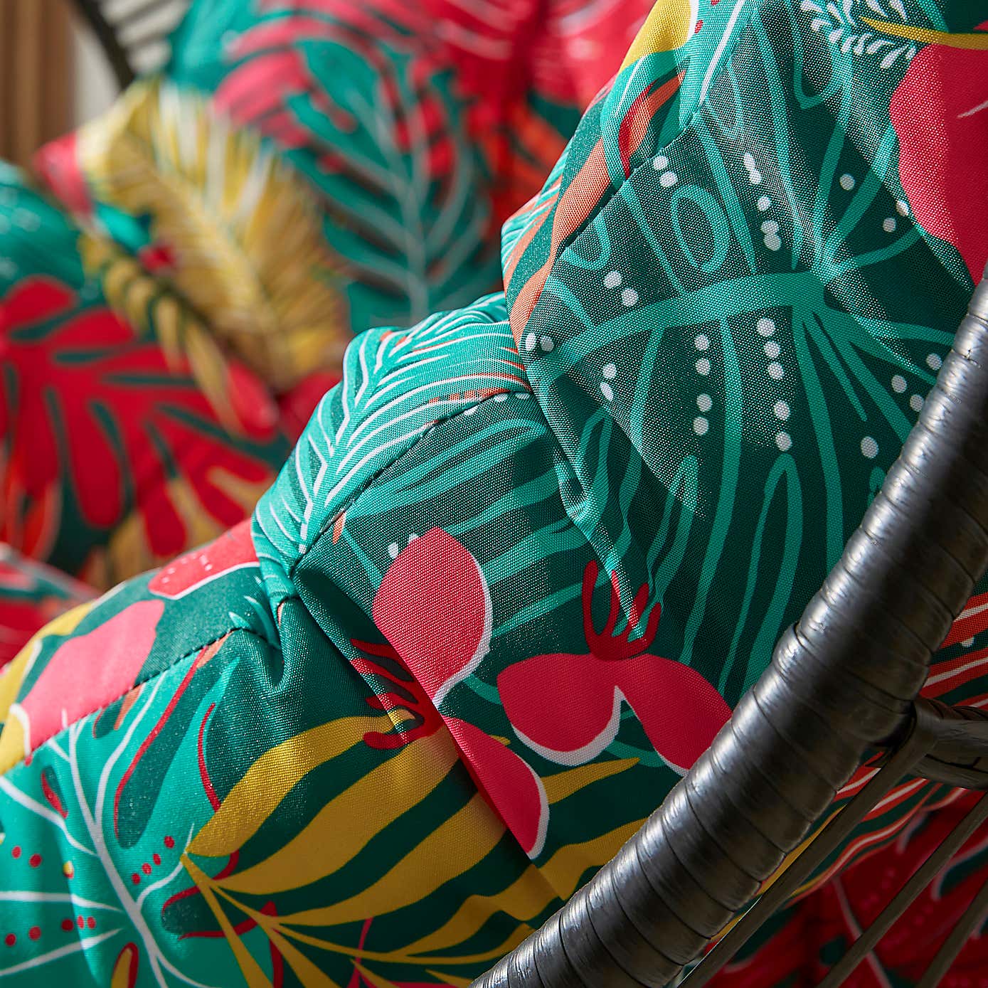 Black Egg Chair with Tropical Cushion