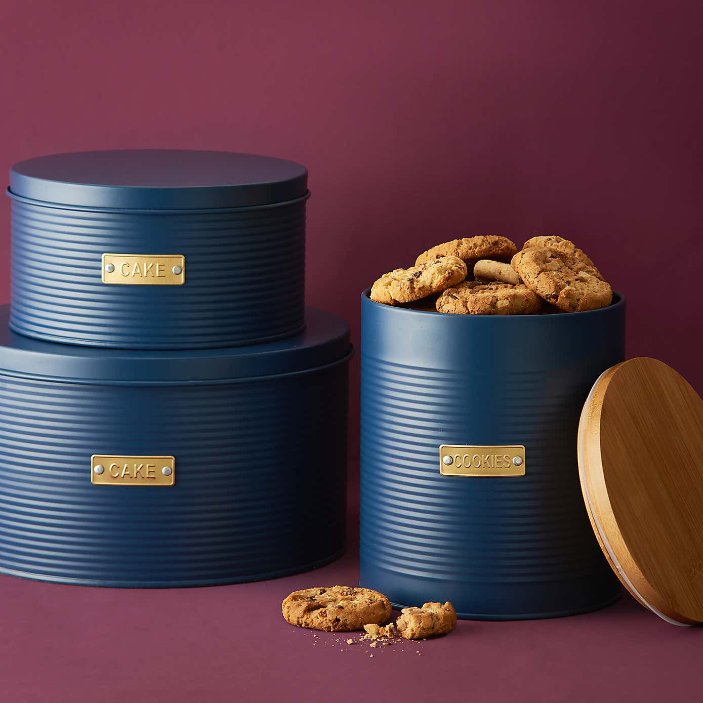 Typhoon Otto Round Navy Biscuit Tin
