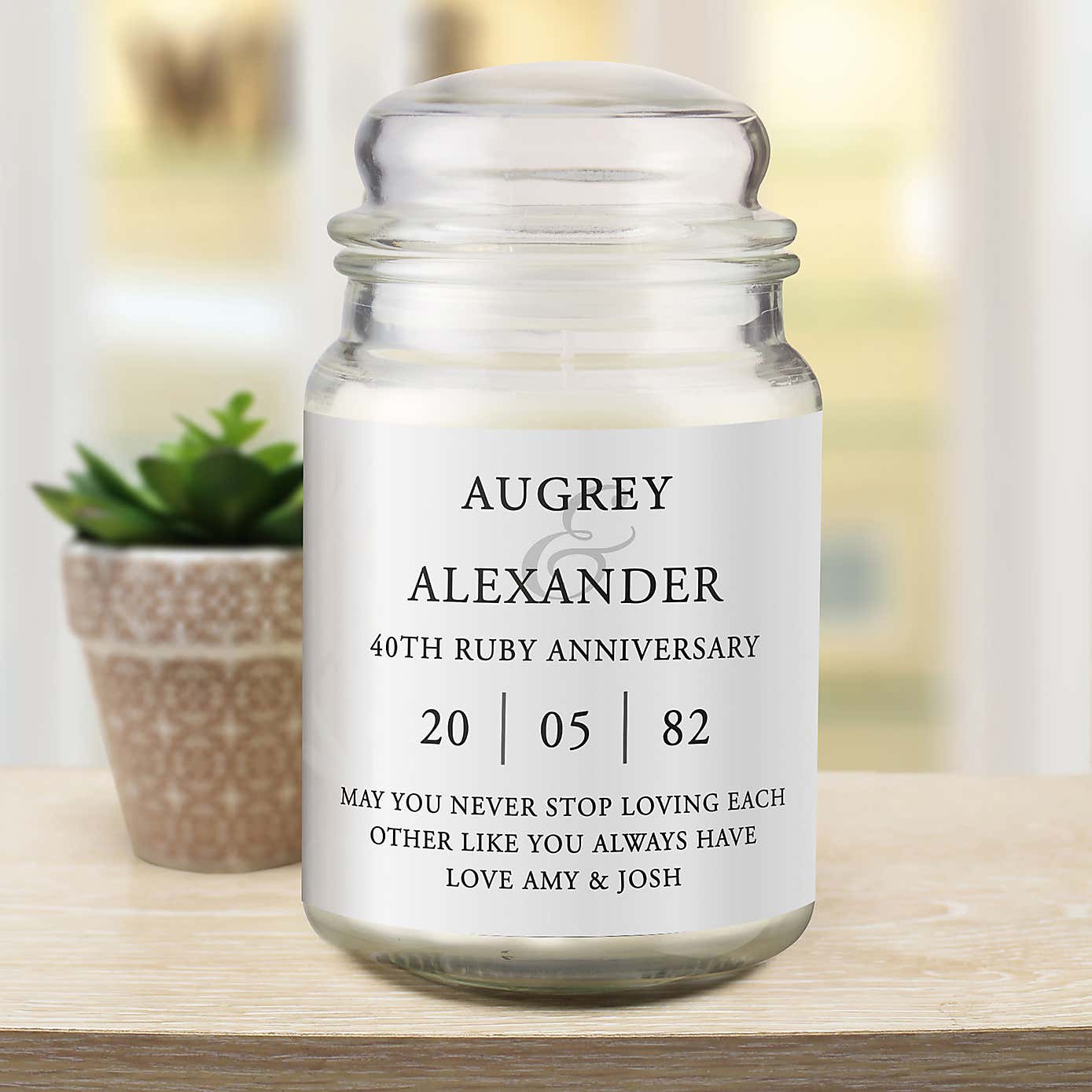 Personalised Couples Large Lidded Scented Jar Candle
