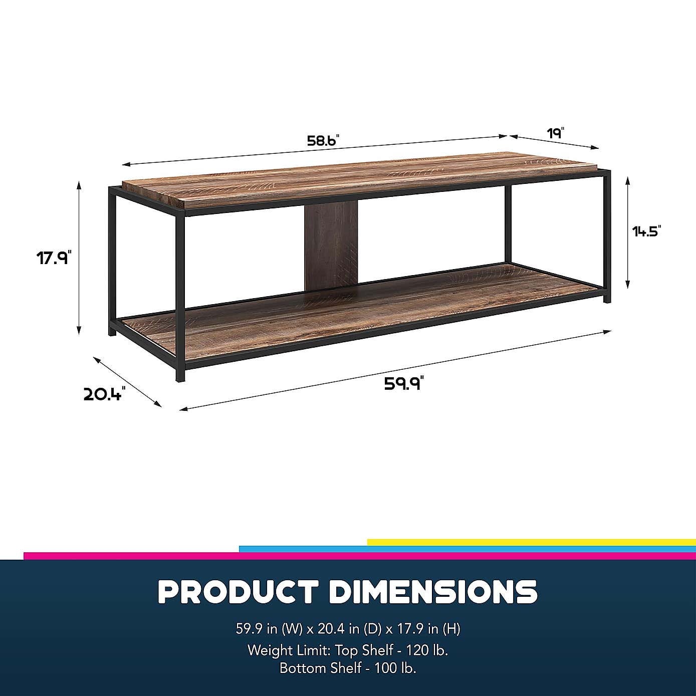 Quincy TV Unit, Weathered Oak for TVs up to 67"