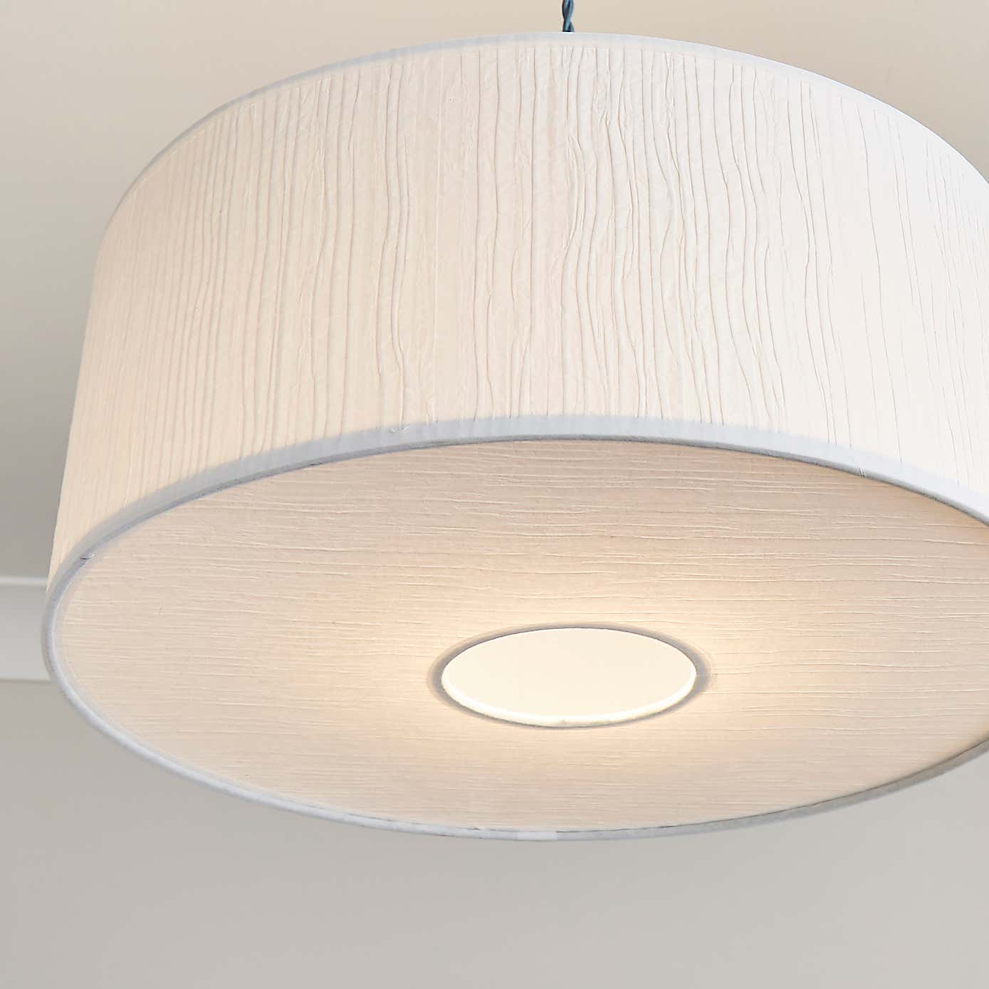 Rippled Paper Shallow Diffuser Drum Lamp Shade