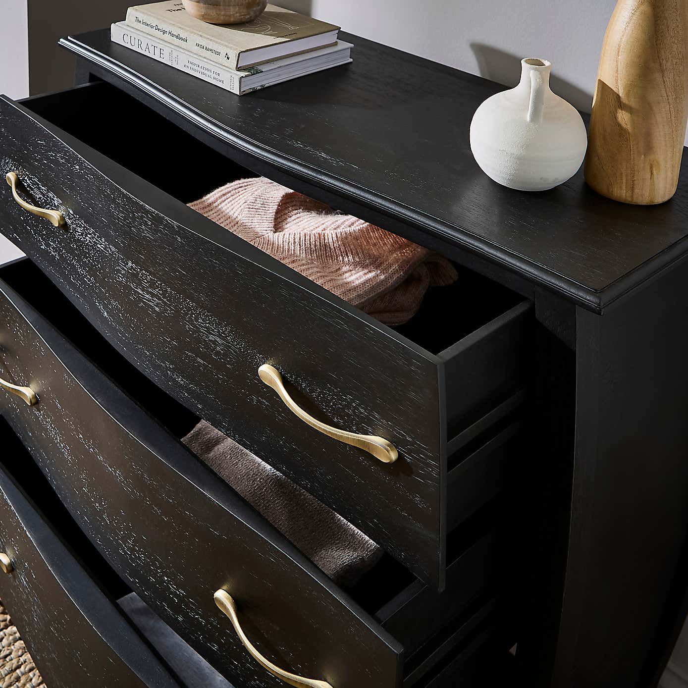 Keiko 3 Drawer Chest, Black Mango Wood