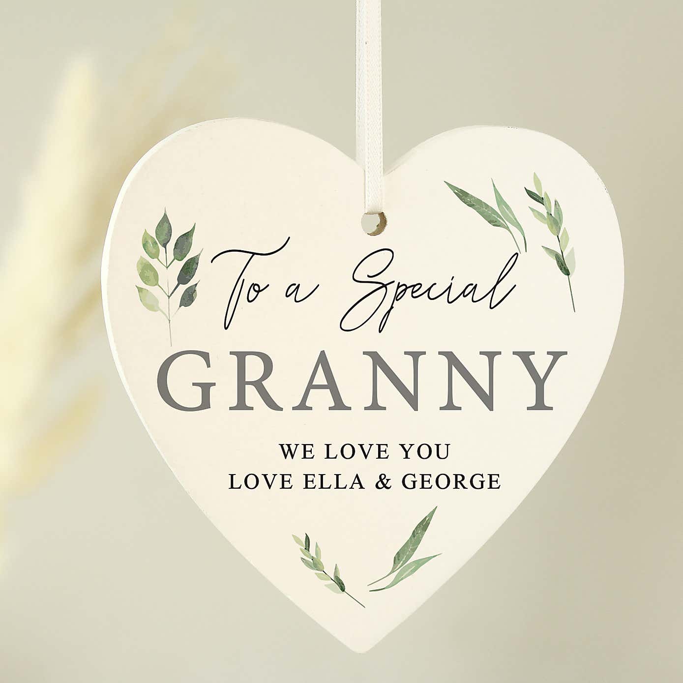 Personalised Botanical Wooden Heart Decoration