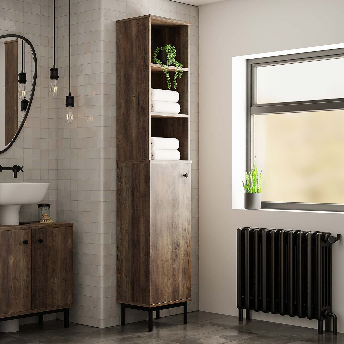 Fulton Pine Effect Bathroom Tall Unit