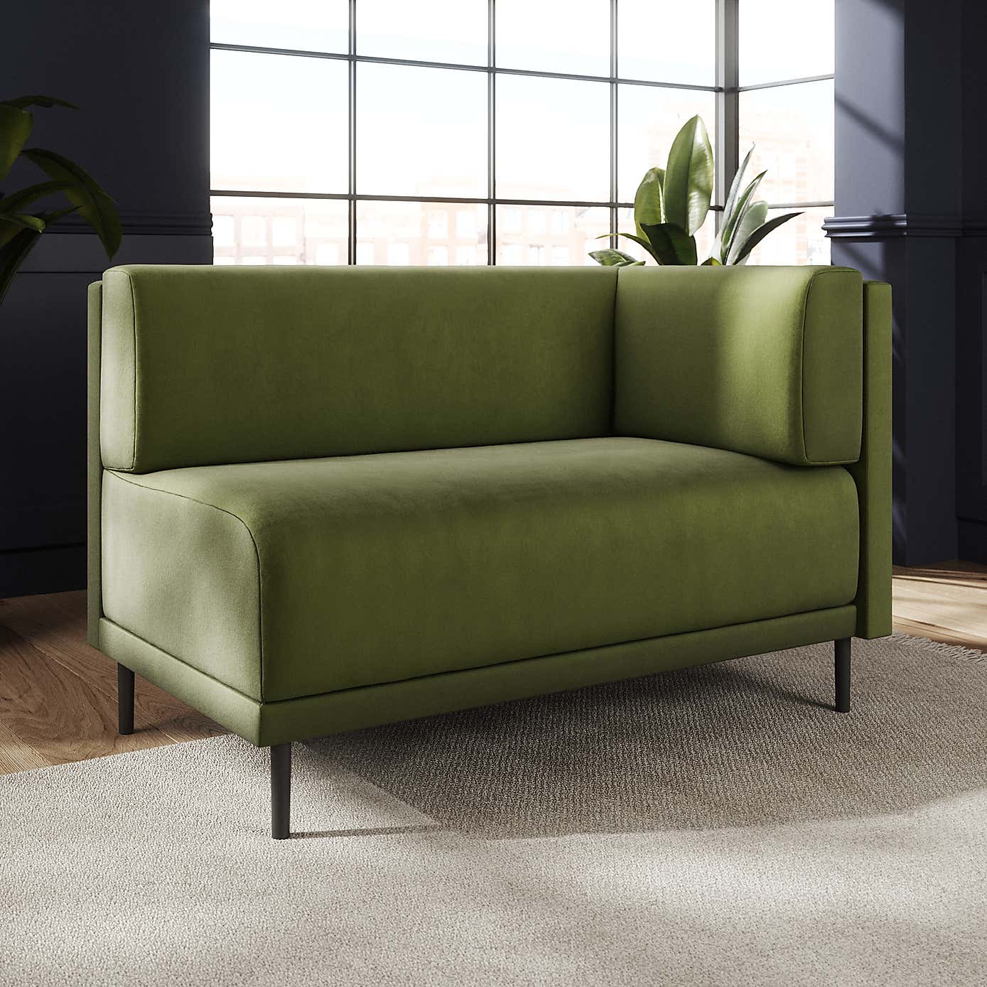 Mae Corner Dining Bench, Matte Plush Velvet