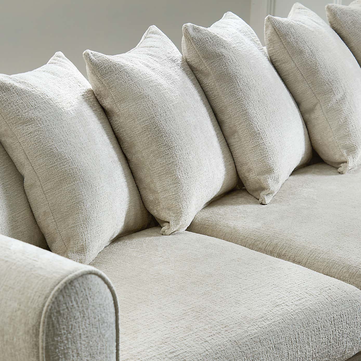 Blake Curved Arm Scatter Back Soft Texture Chenille Corner Chaise