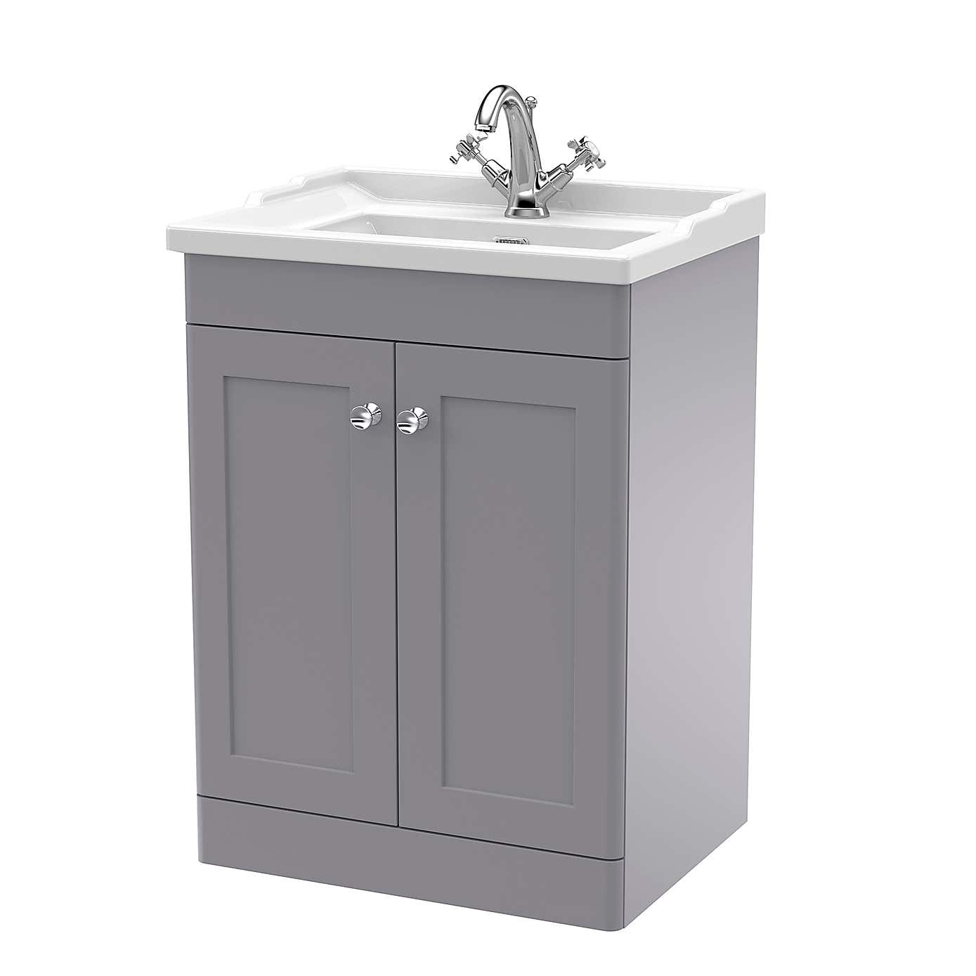 Classique Floor Standing 2 Door Vanity Unit with Ceramic Basin