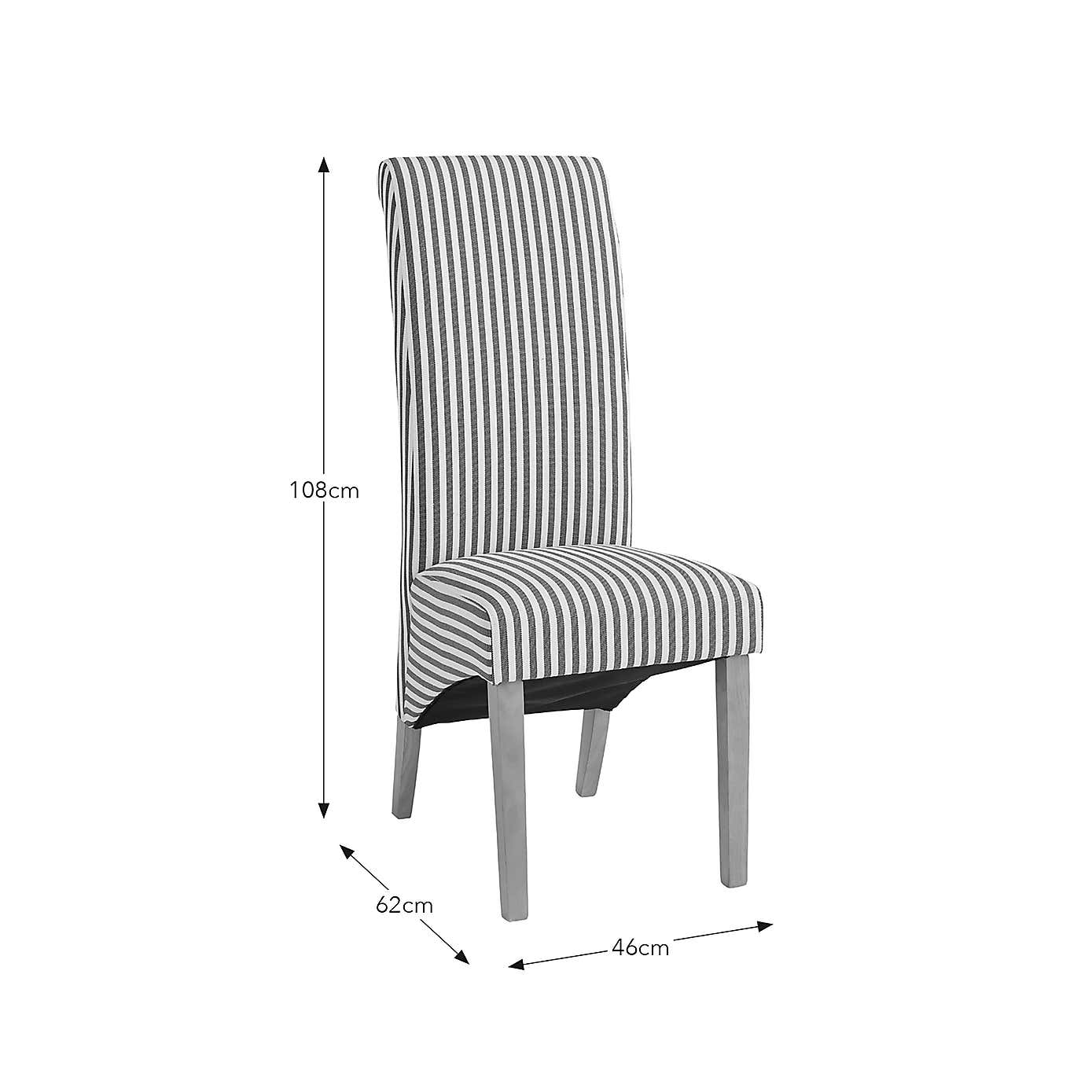 Set of 2 Chester Linford Stripe Dining Chairs, Fabric