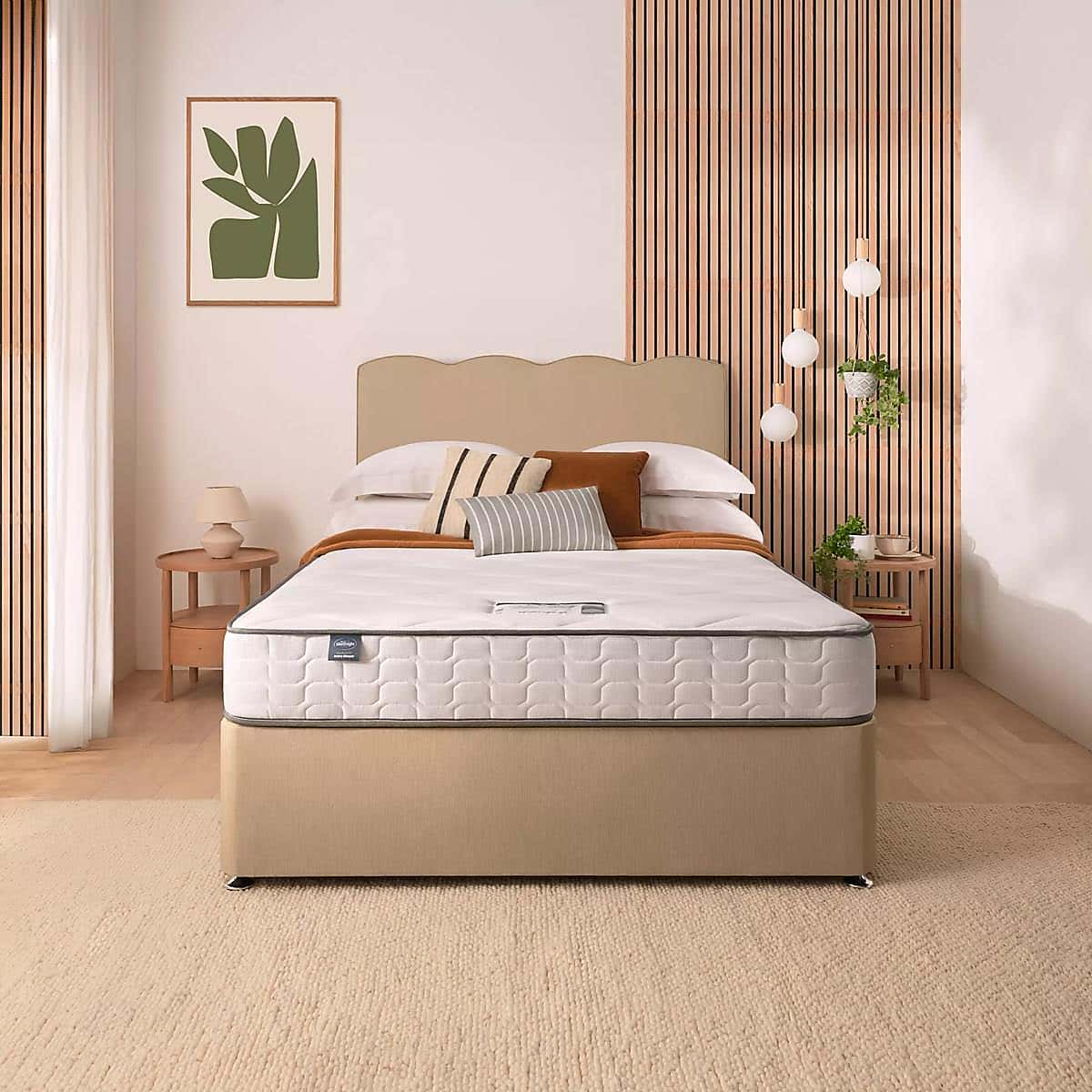 Silentnight 2 Drawer Divan Bed With Fabric Wave Headboard