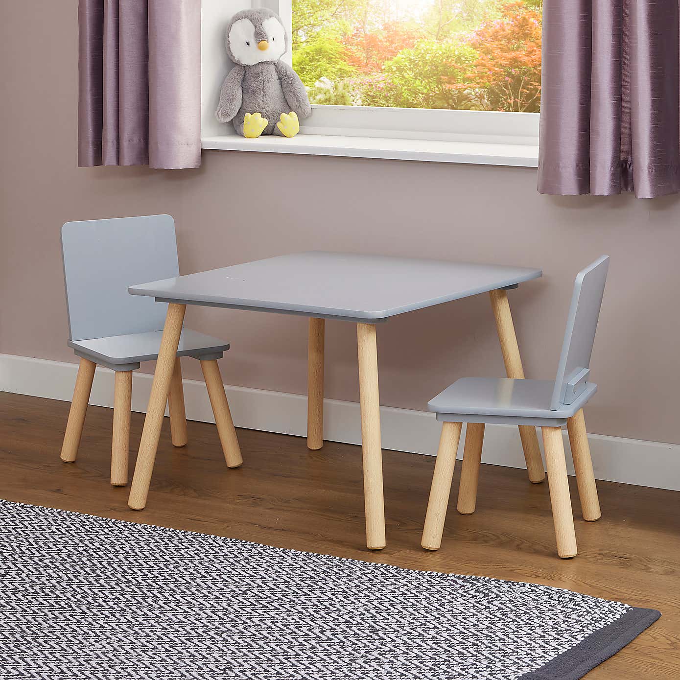 Liberty House Kids Table And Two Chairs Set, Pine