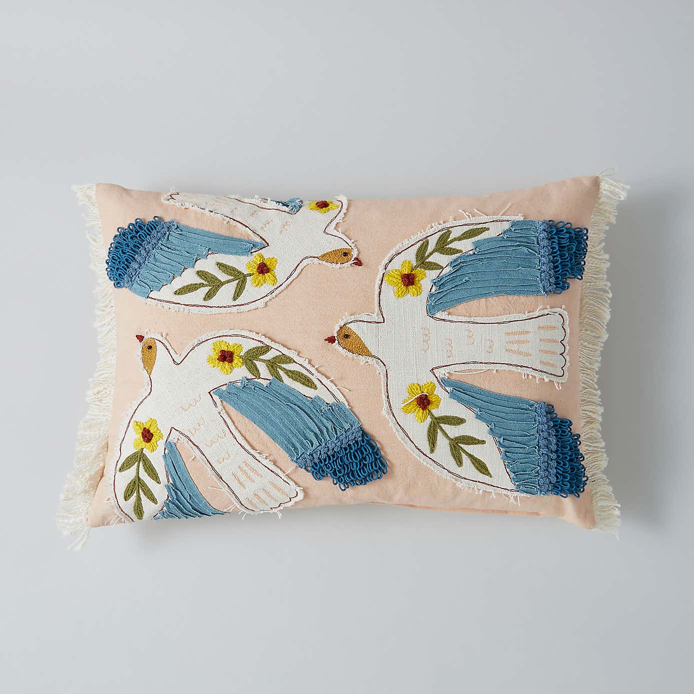 Heart Soul Applique Birds Cushion, 30x50