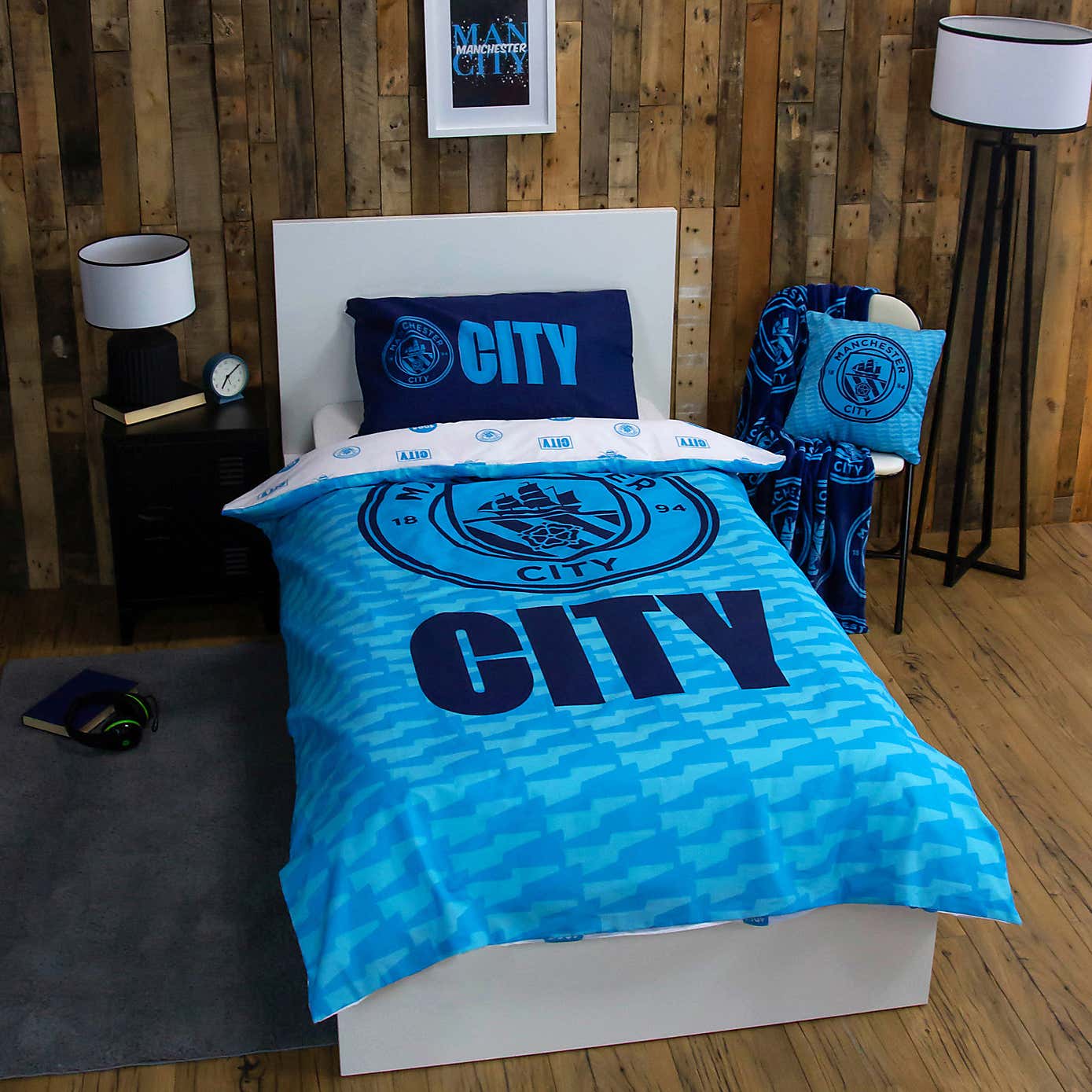 Manchester City Crestcol Single Duvet Cover and Pillowcase Set