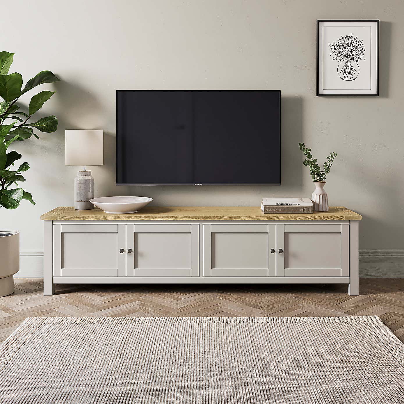 Olney Extra Wide TV Unit, Stone