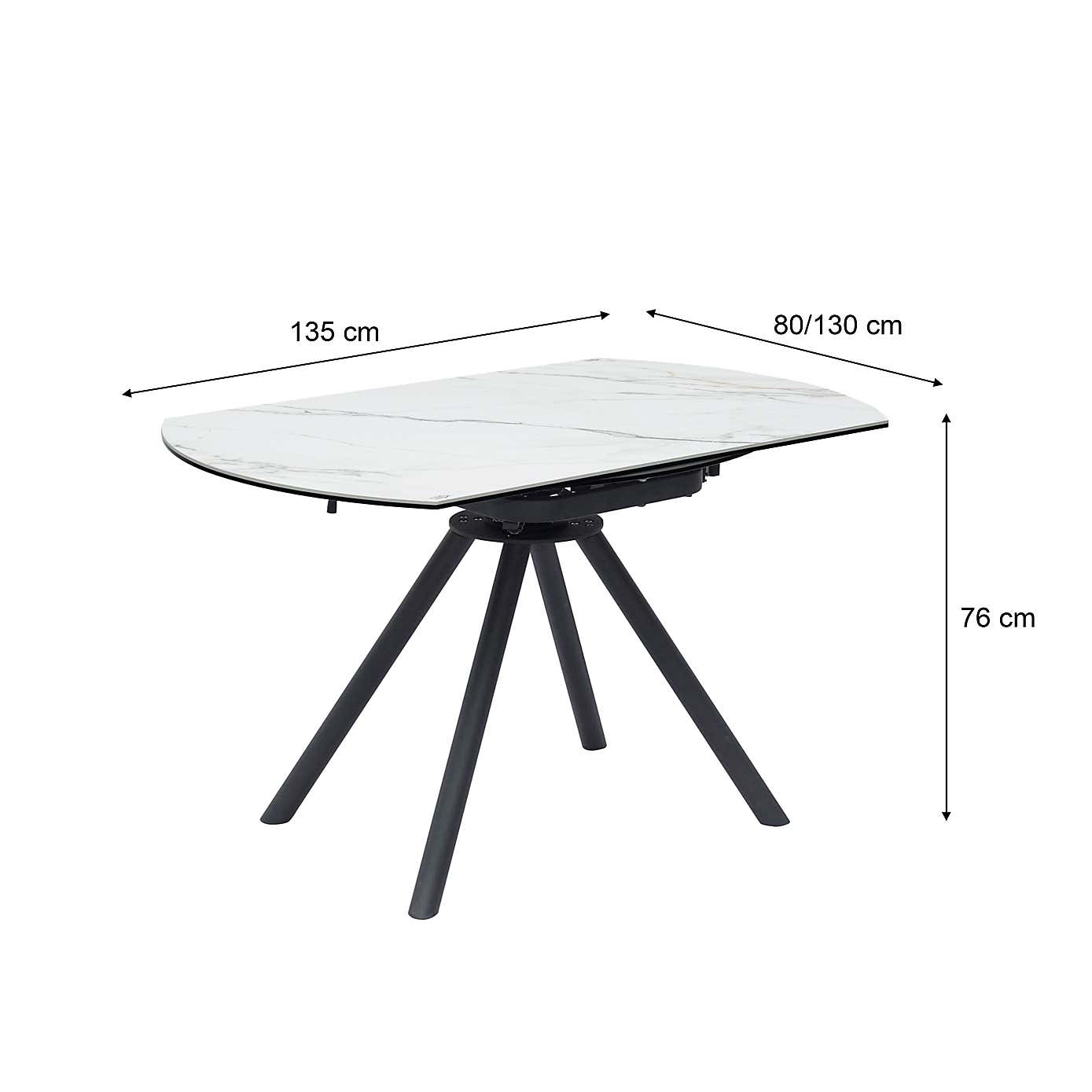 Indus Valley Camden Extendable 4-6 Seater Round Ceramic Rounded Legs Dining Table