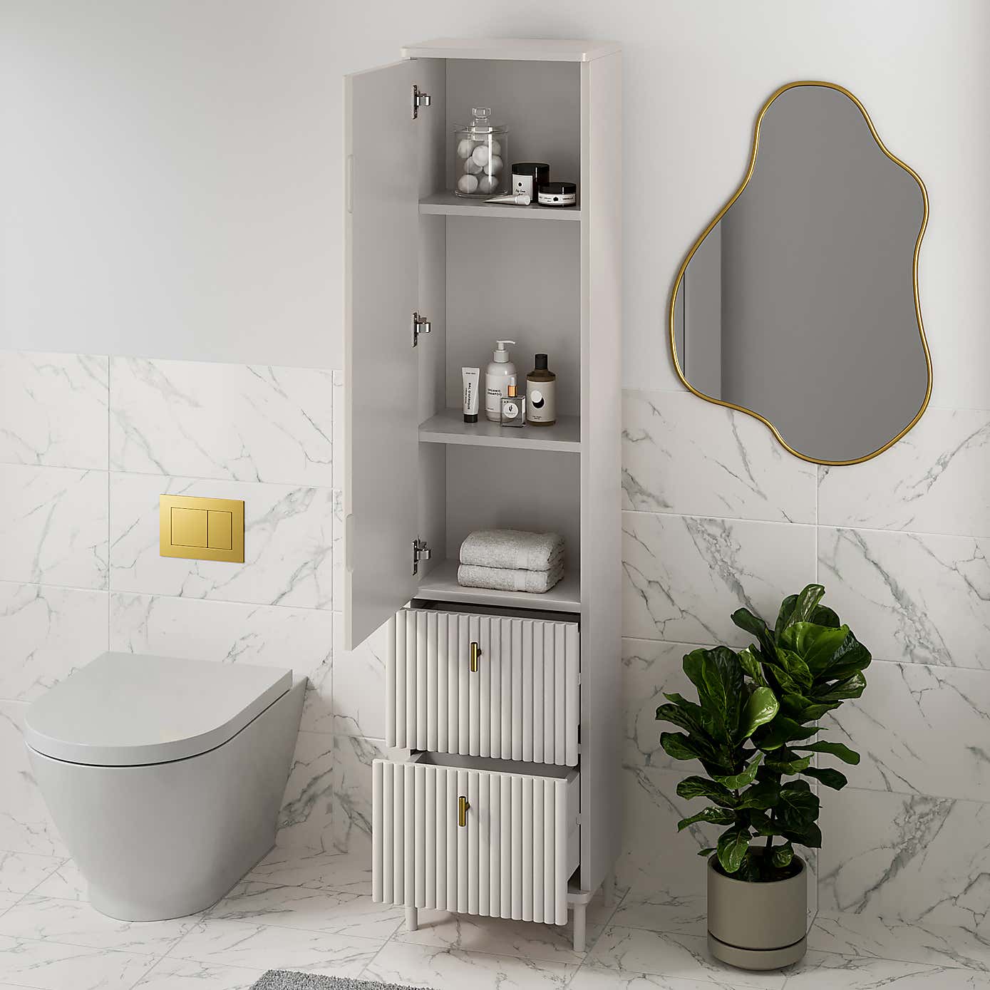Elsie Tall Mirrored Bathroom Cabinet