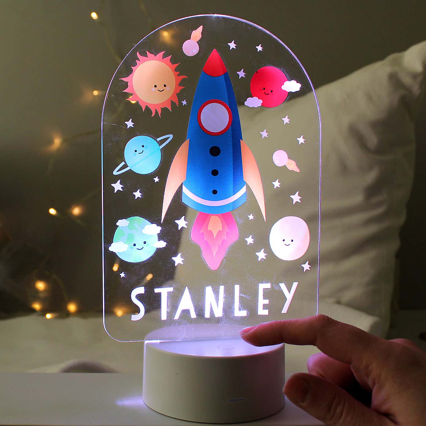 Personalised Space Rocket Colour Changing Night LED Light