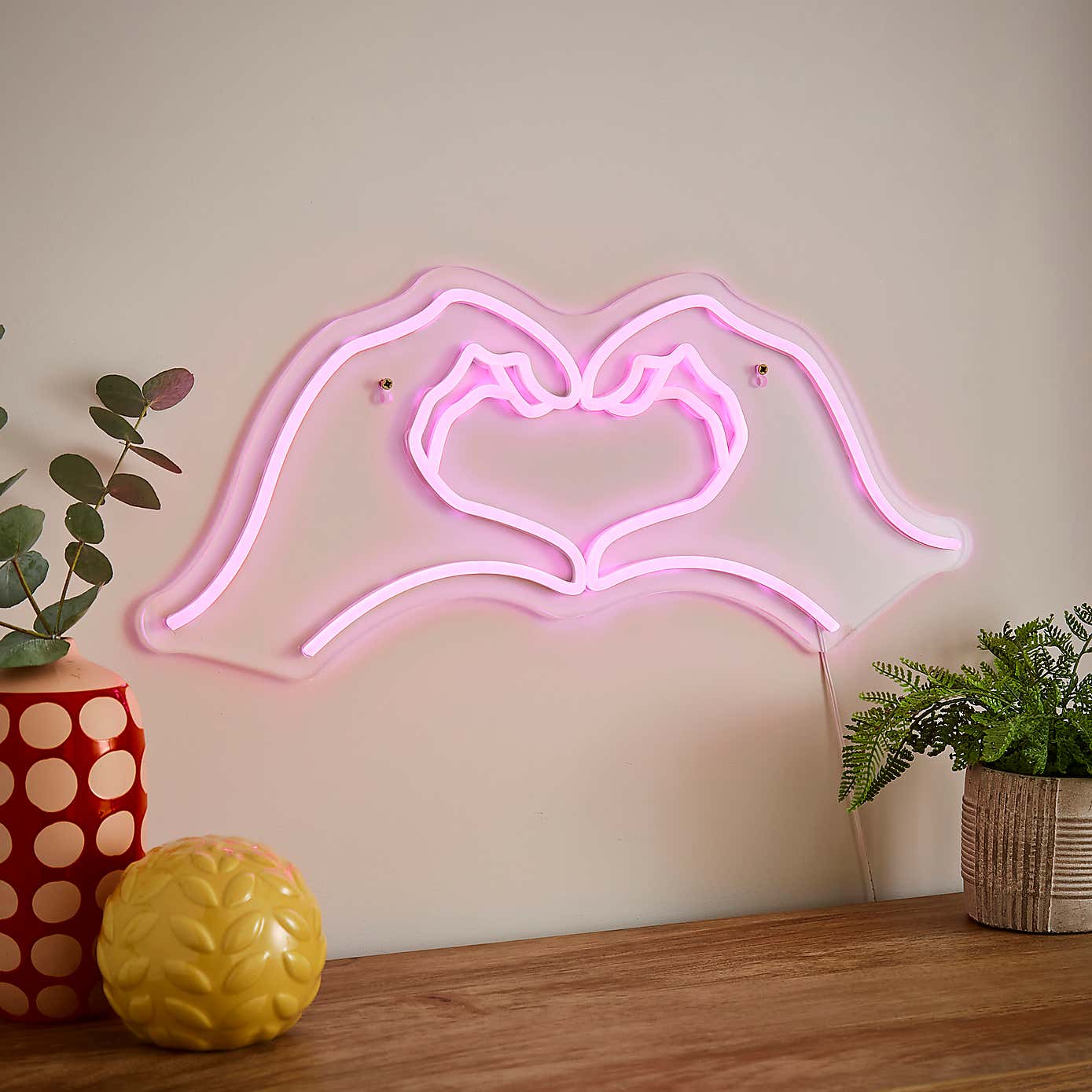 Heart Hands Neon Wall Light