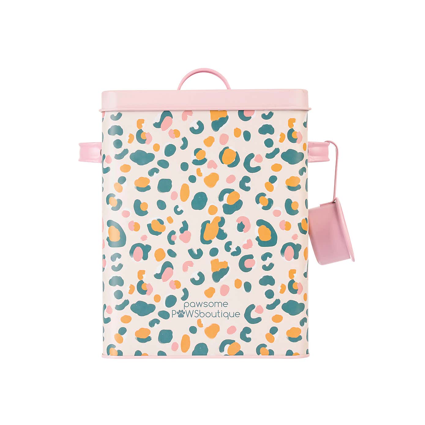 Pink Leopard Storage Tin with Scoop