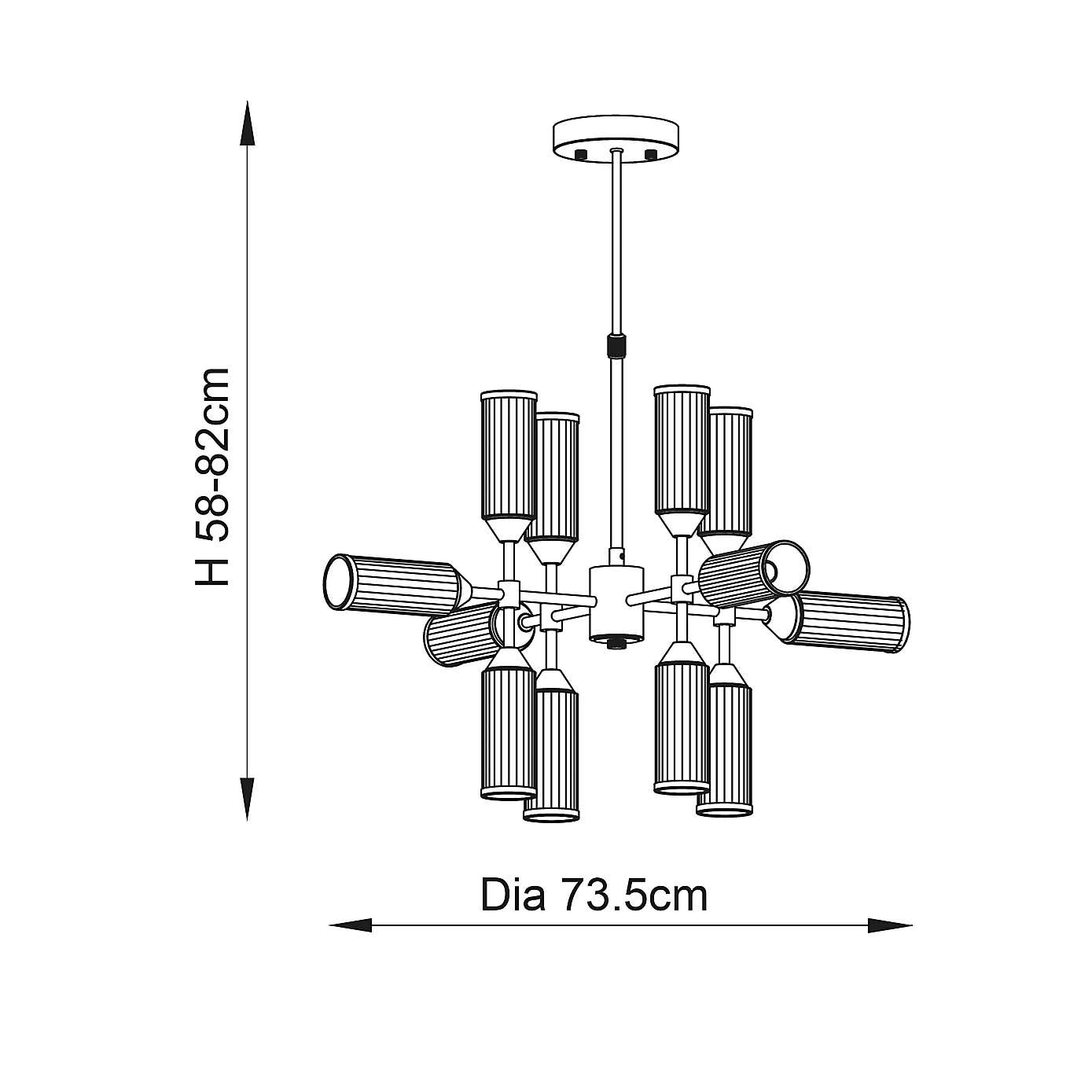 Vogue Bailey Art Deco 12 Light Adjustable Ceiling Light