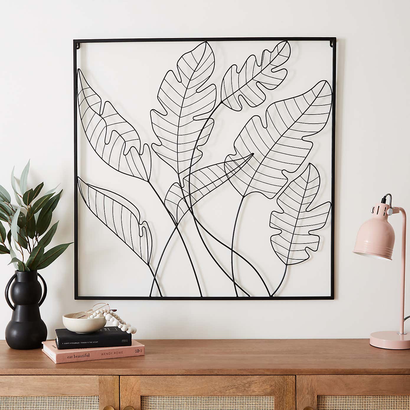 Large Metal Leaf Wire Wall Art 80x80cm