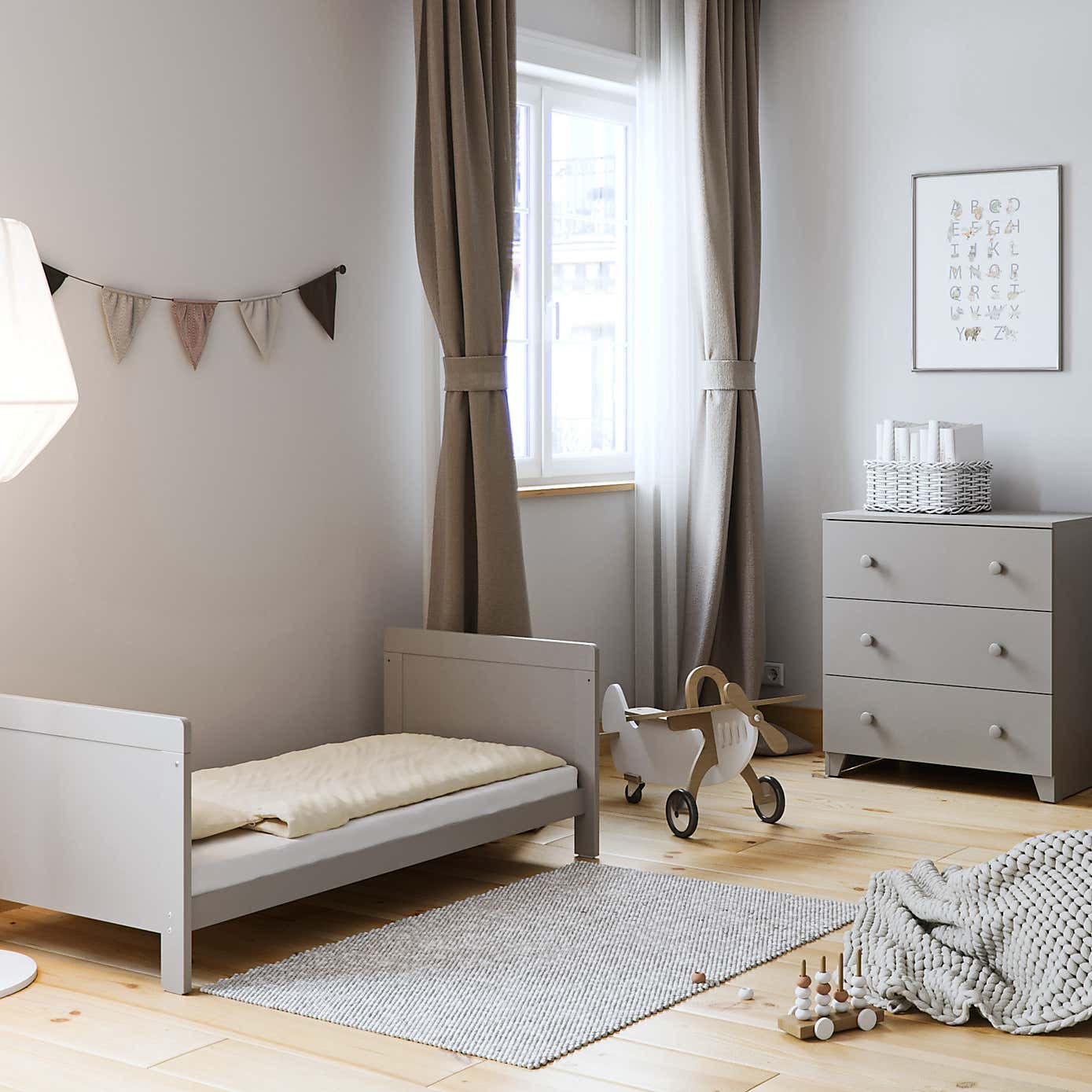 Little Acorns Classic Cot Bed and 3 Drawer Chest Nursery Set