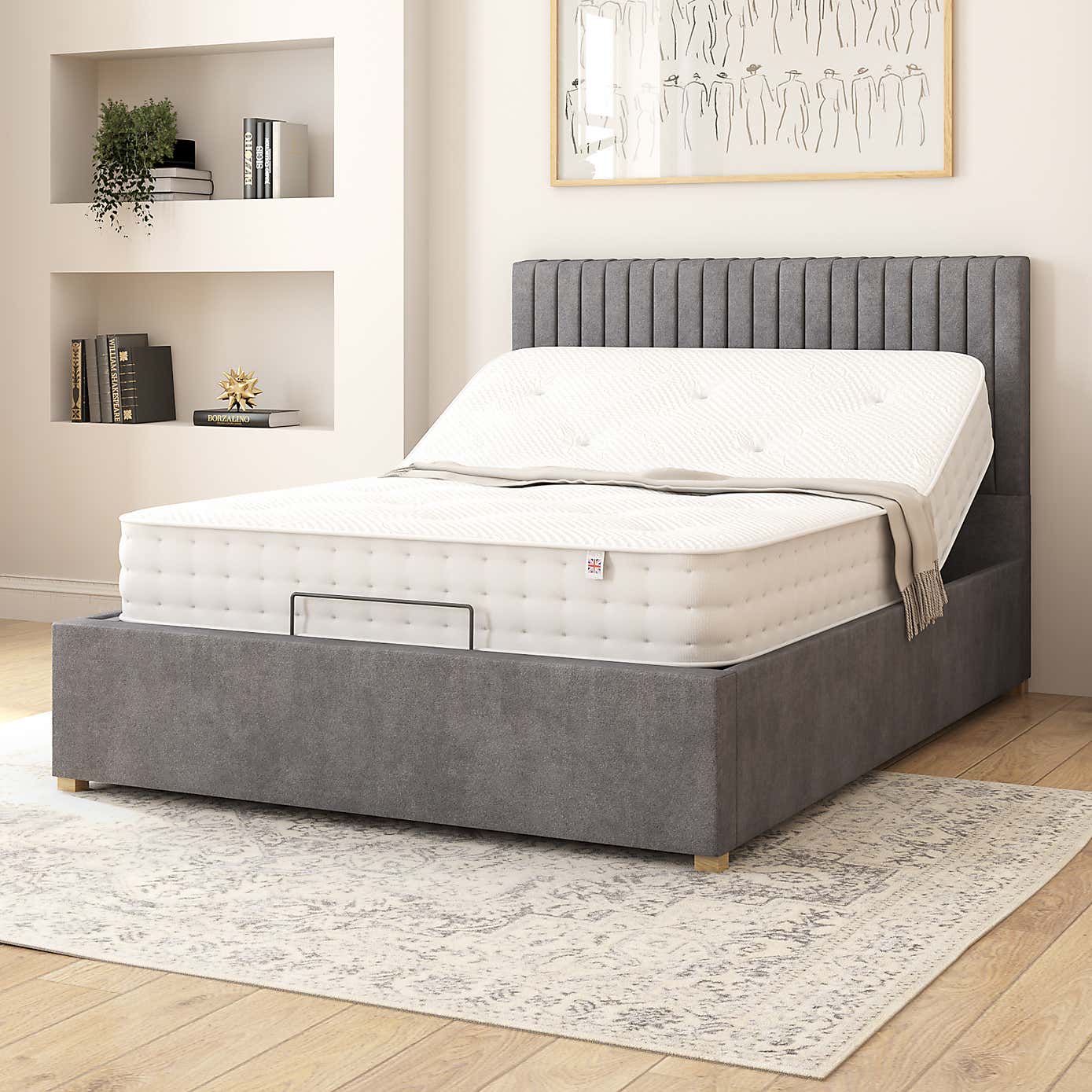 Grant Plush Velvet Adjustable Bed