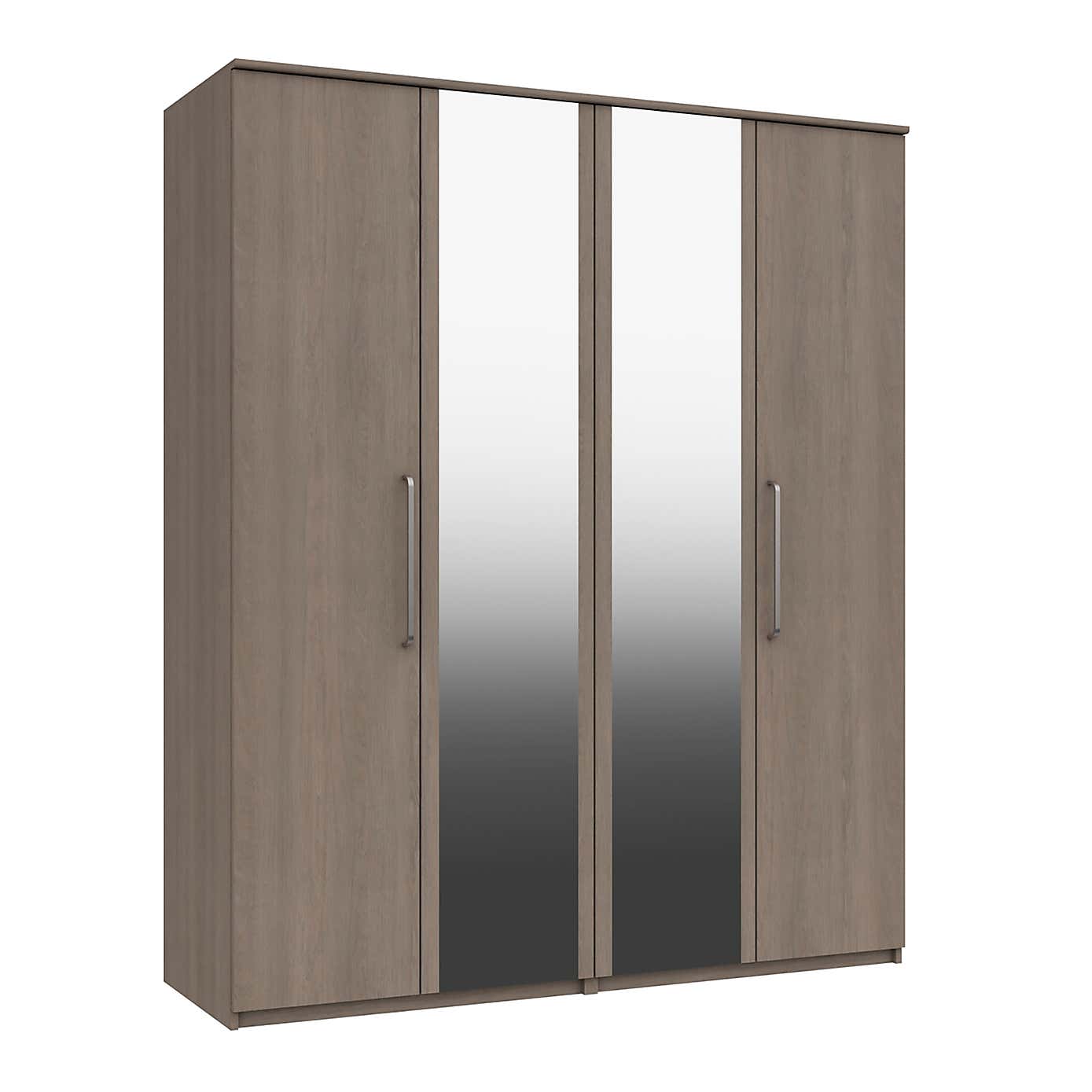Parker Grey 4 Door Mirrored Wardrobe