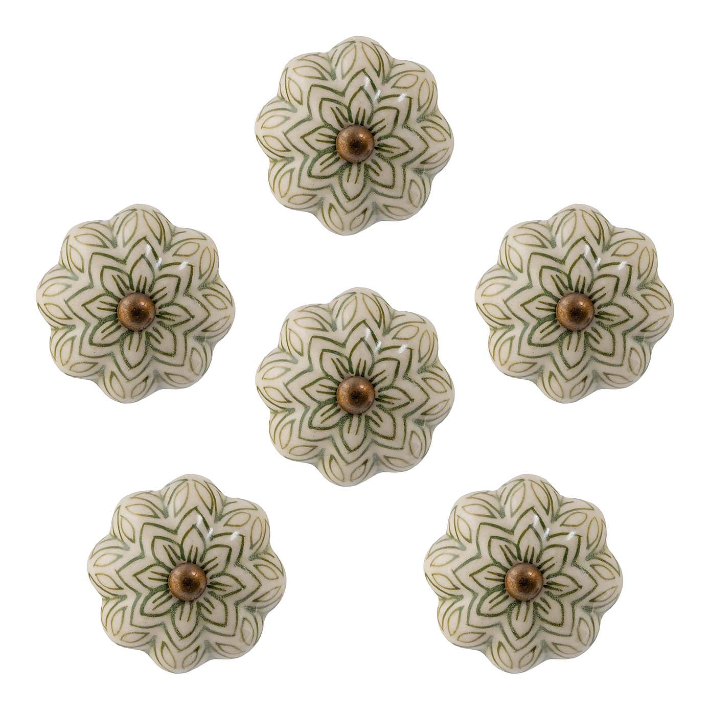 Pack of 6 Nicola Spring Floral Drawer Knobs