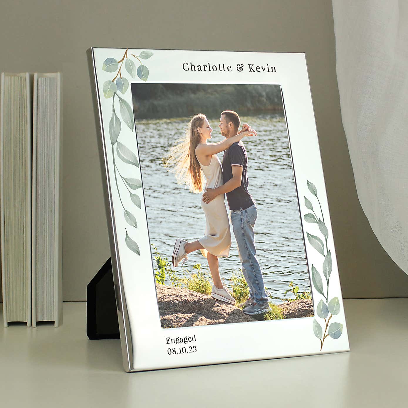 Personalised Botanical Silver Portrait Photo Frame