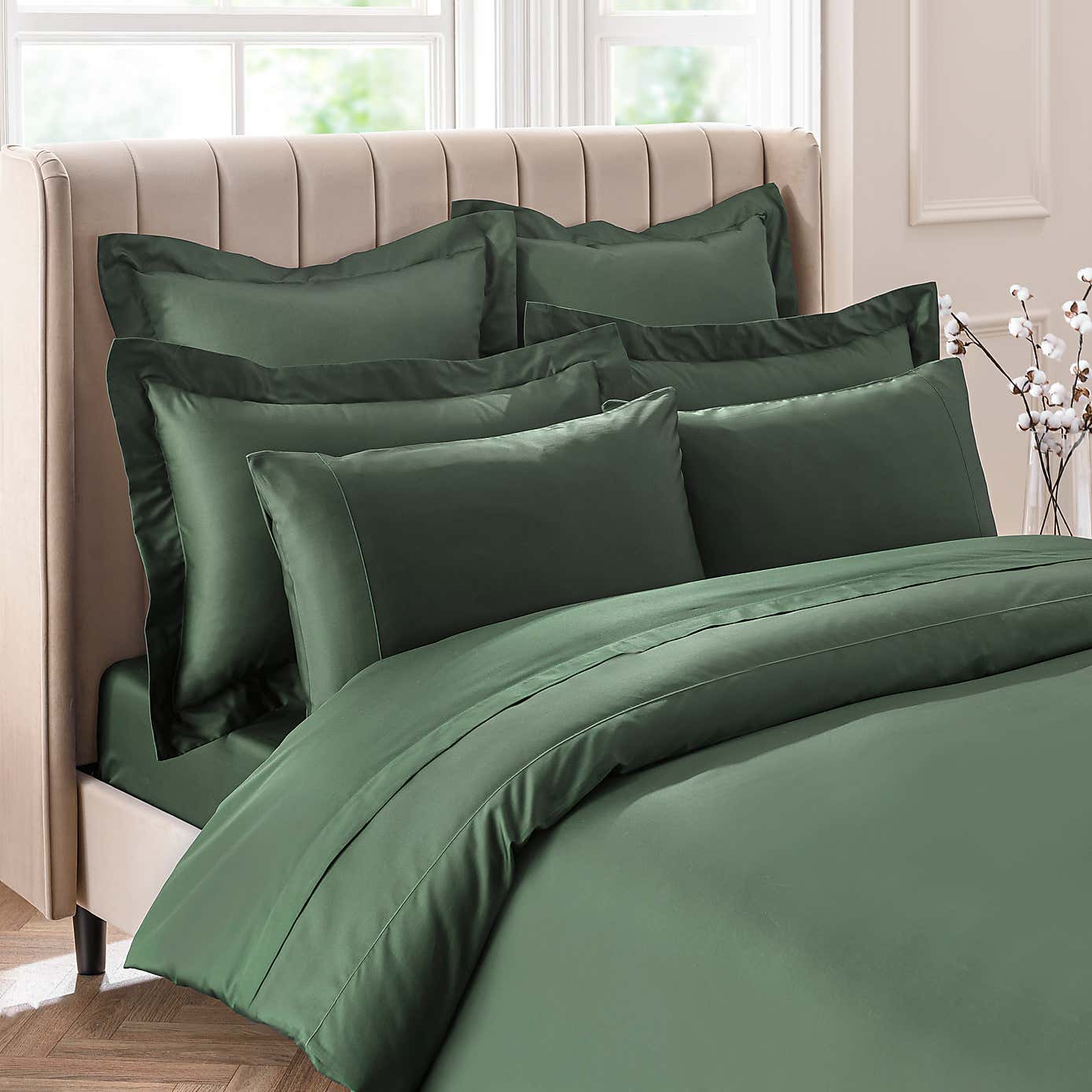 Dorma 300 Thread Count 100% Cotton Sateen Plain Oxford Pillowcase