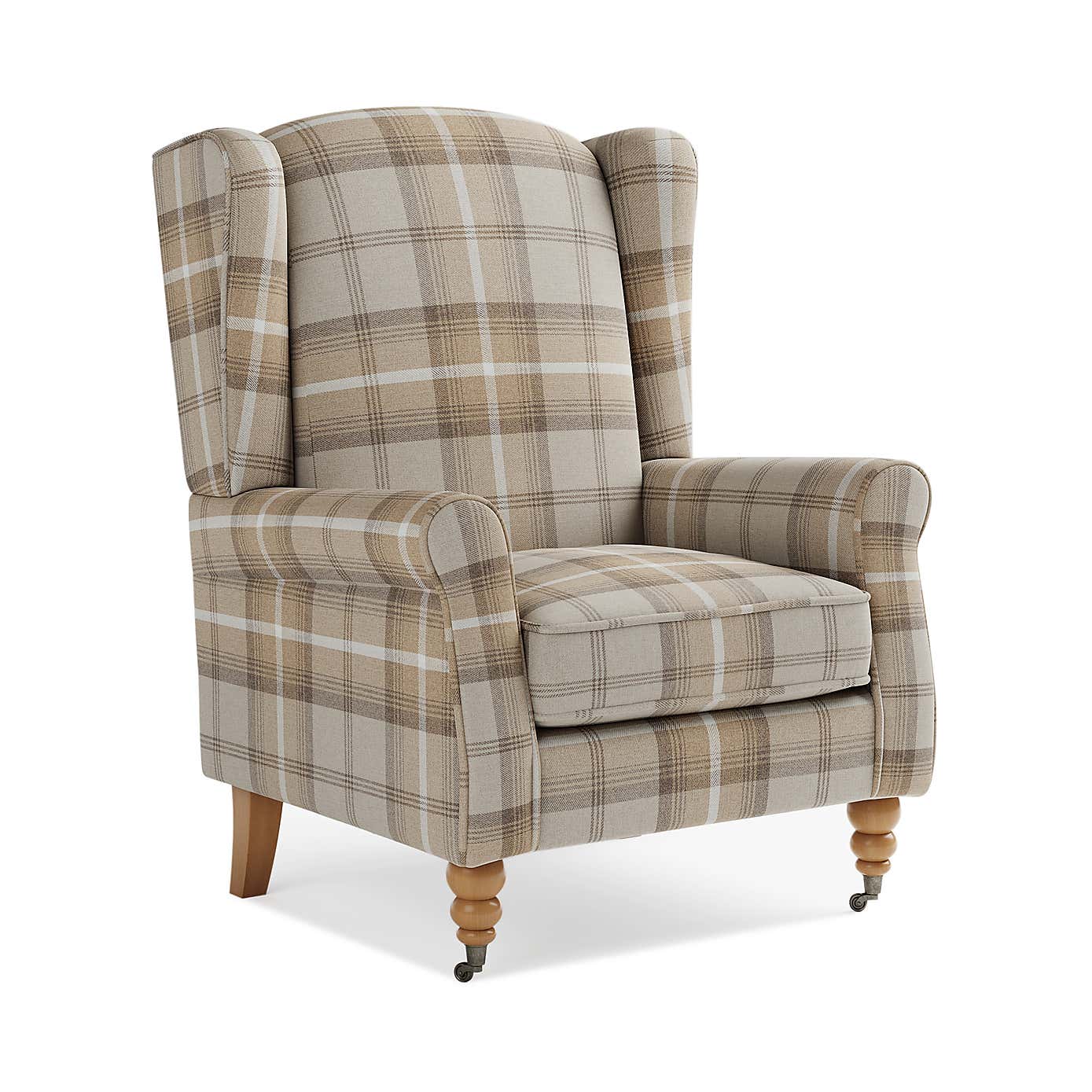 Oswald Grande Check Wingback Armchair