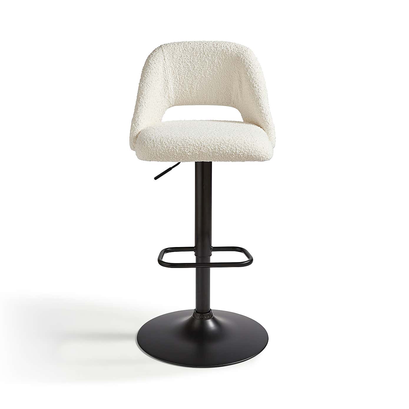 Jonas Adjustable Height Bar Stool, Ivory Boucle