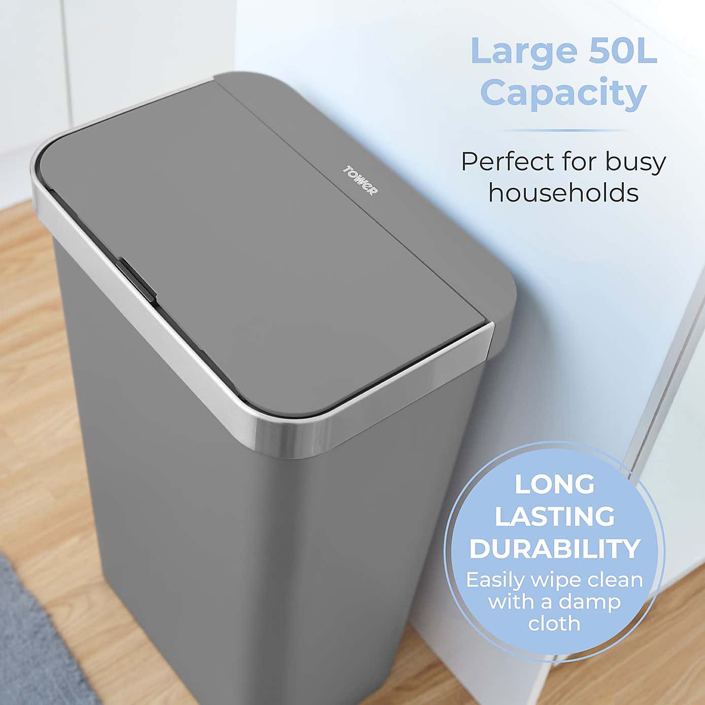 Tower 50L Rectangular Sensor Bin
