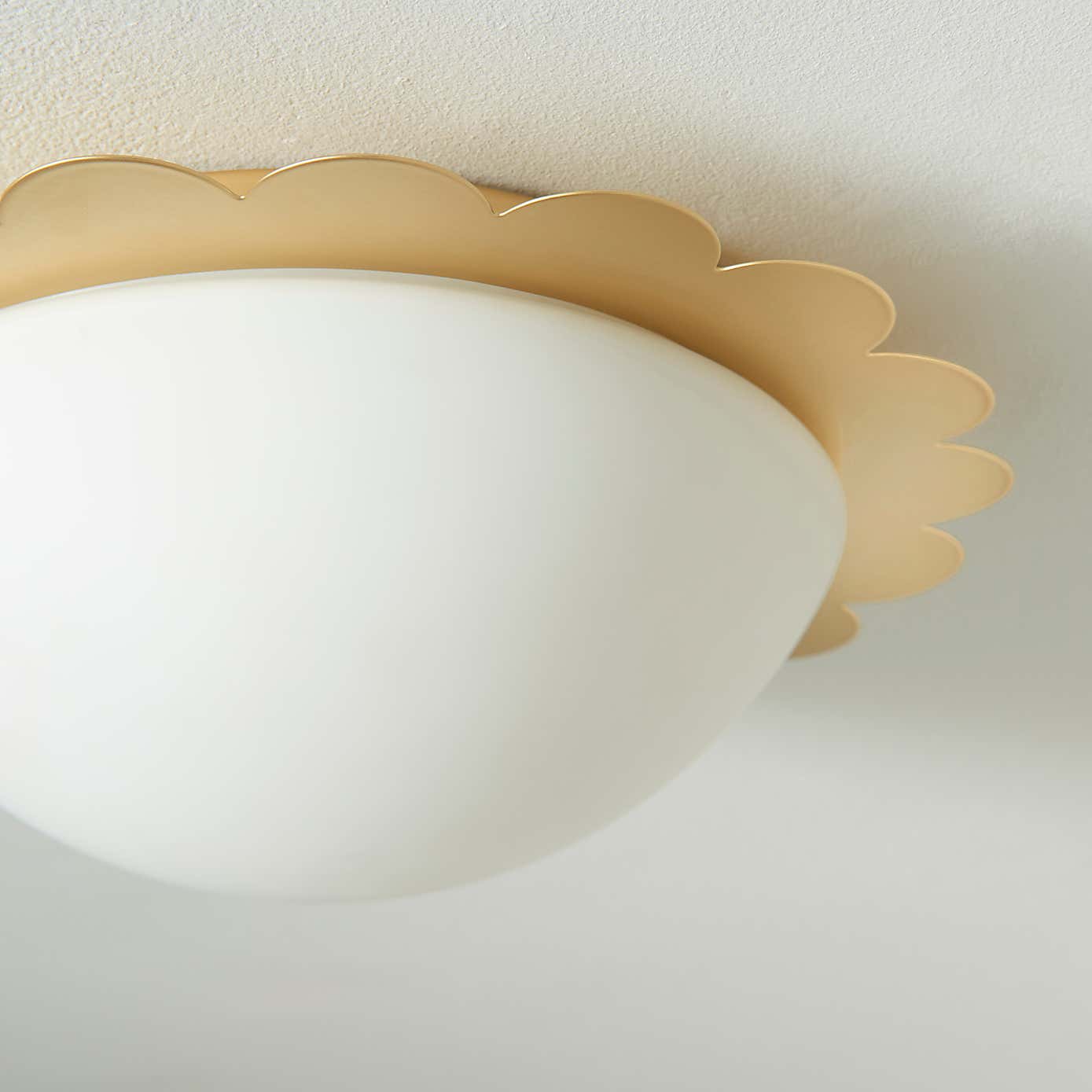 Scalloped Edge Bathroom Flush Ceiling Light