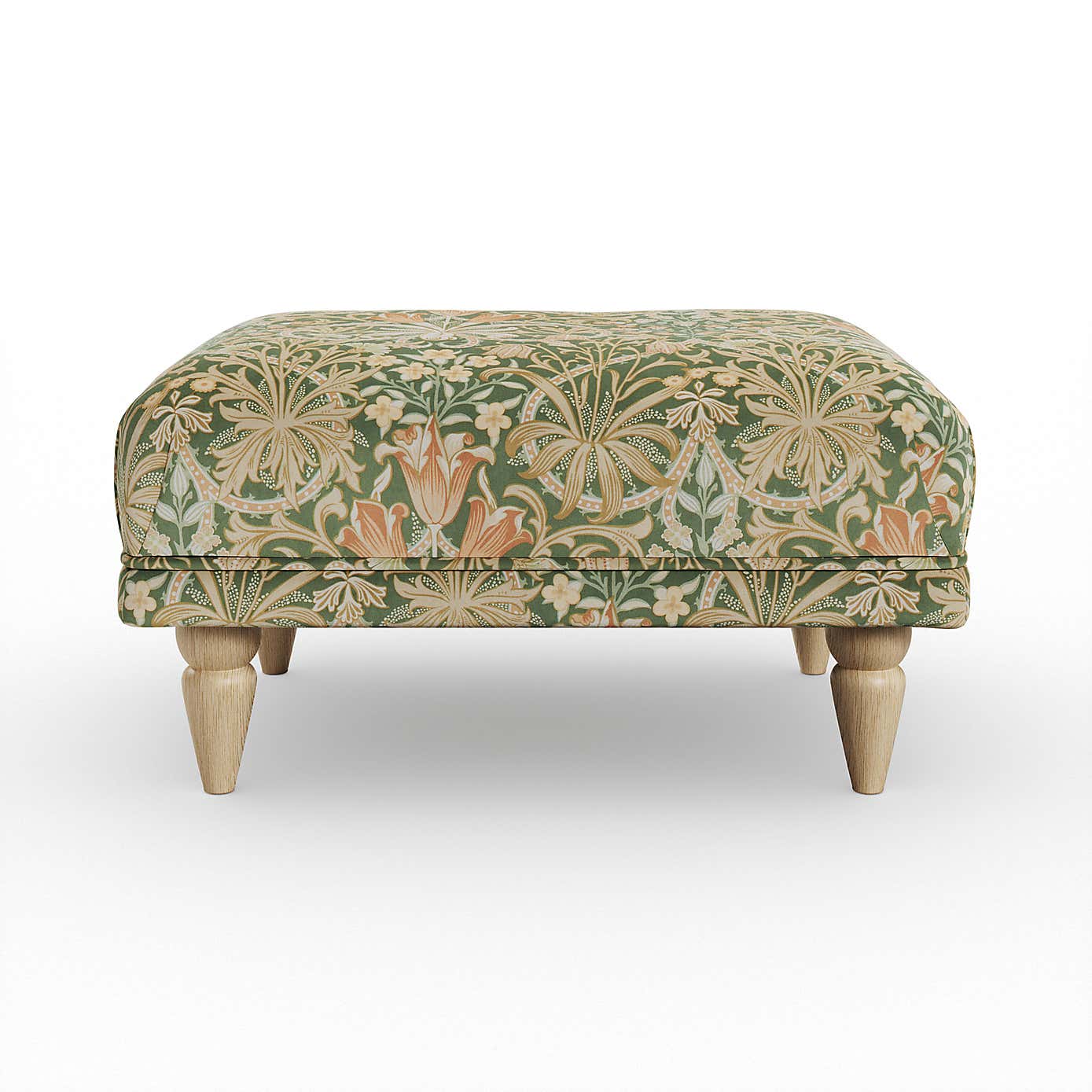 Jolene William Morris Woodland Weeds Print Velvet Footstool