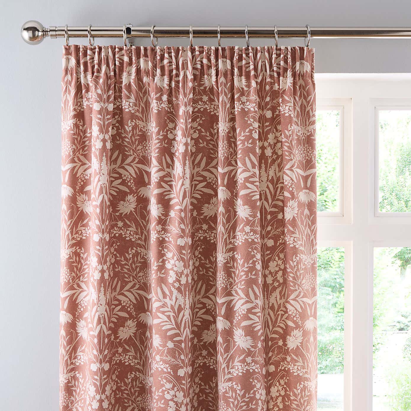Freya Floral Pencil Pleat Curtains