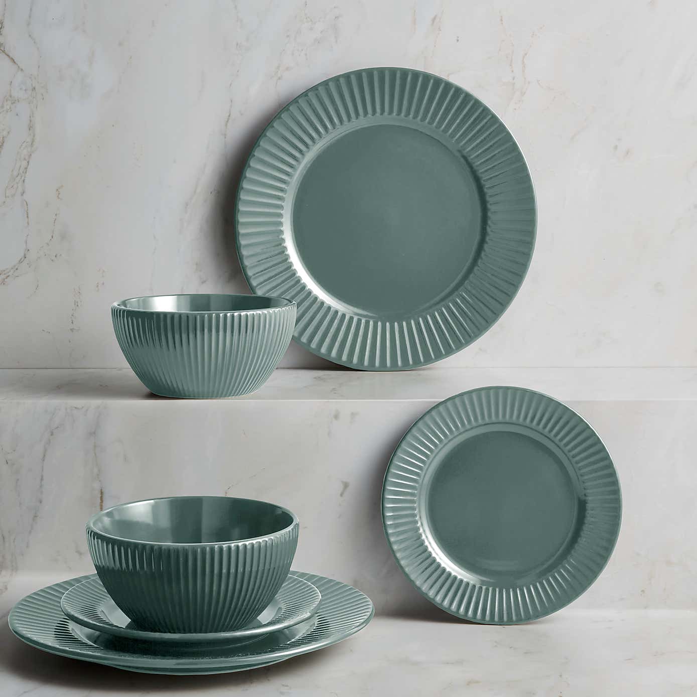 Hampton 12 Piece Dinner Set, Grey