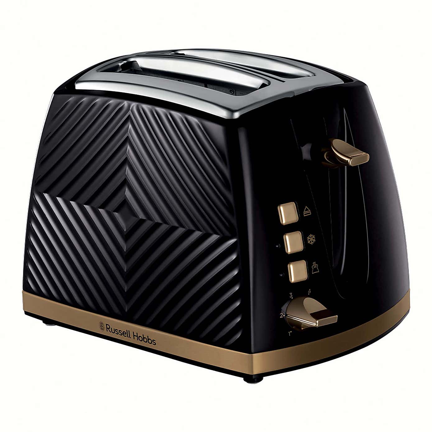 Russell Hobbs Groove 2 Slice Black Toaster