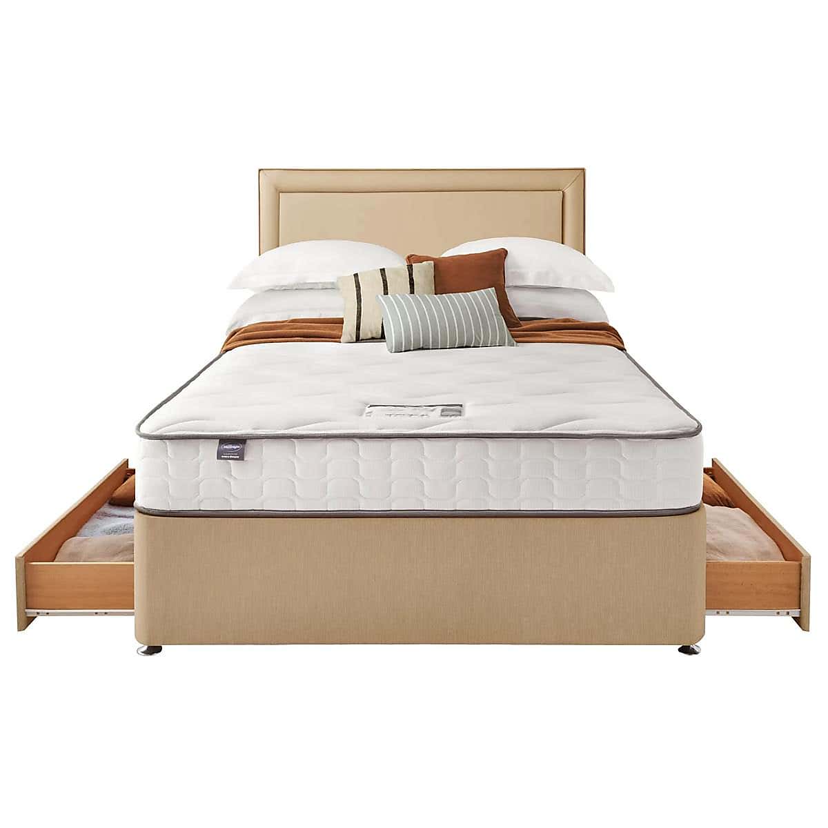 Silentnight 2 Drawer Divan Bed With Fabric Malvern Headboard