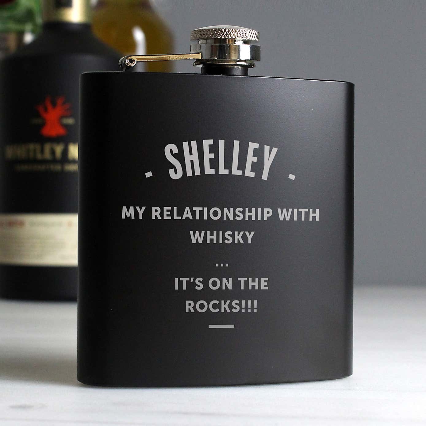 Personalised Any Message Black Hip Flask