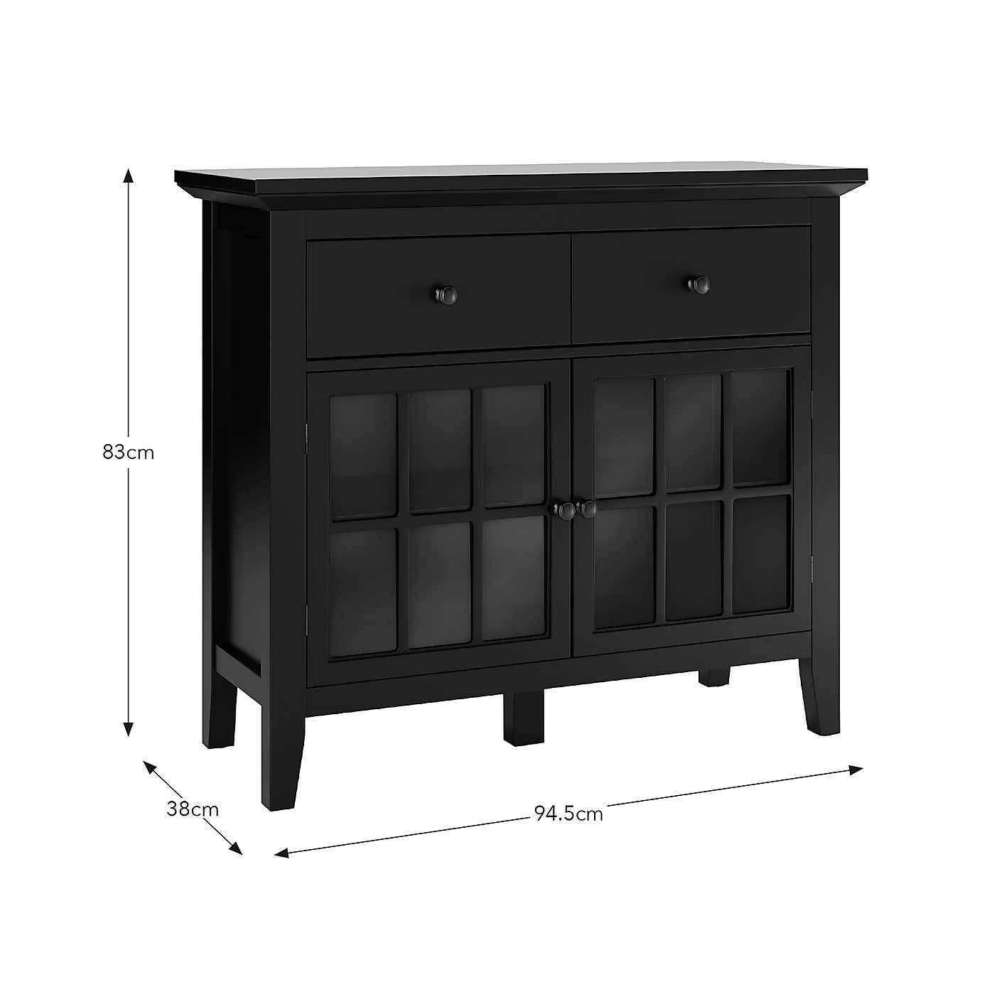 Lynton Glazed Small Black Sideboard