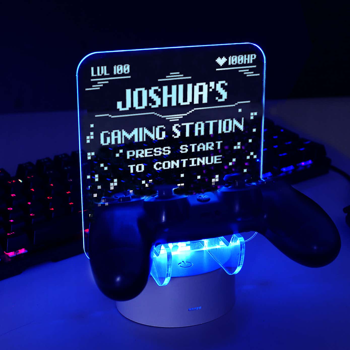 Personalised Gaming Controller Holder Colour Changing LED Light