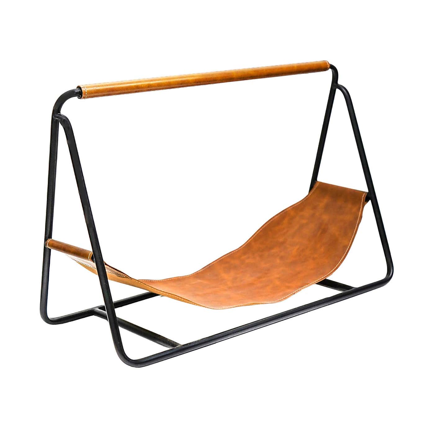 Contemporary Hanging Leather Log Holder