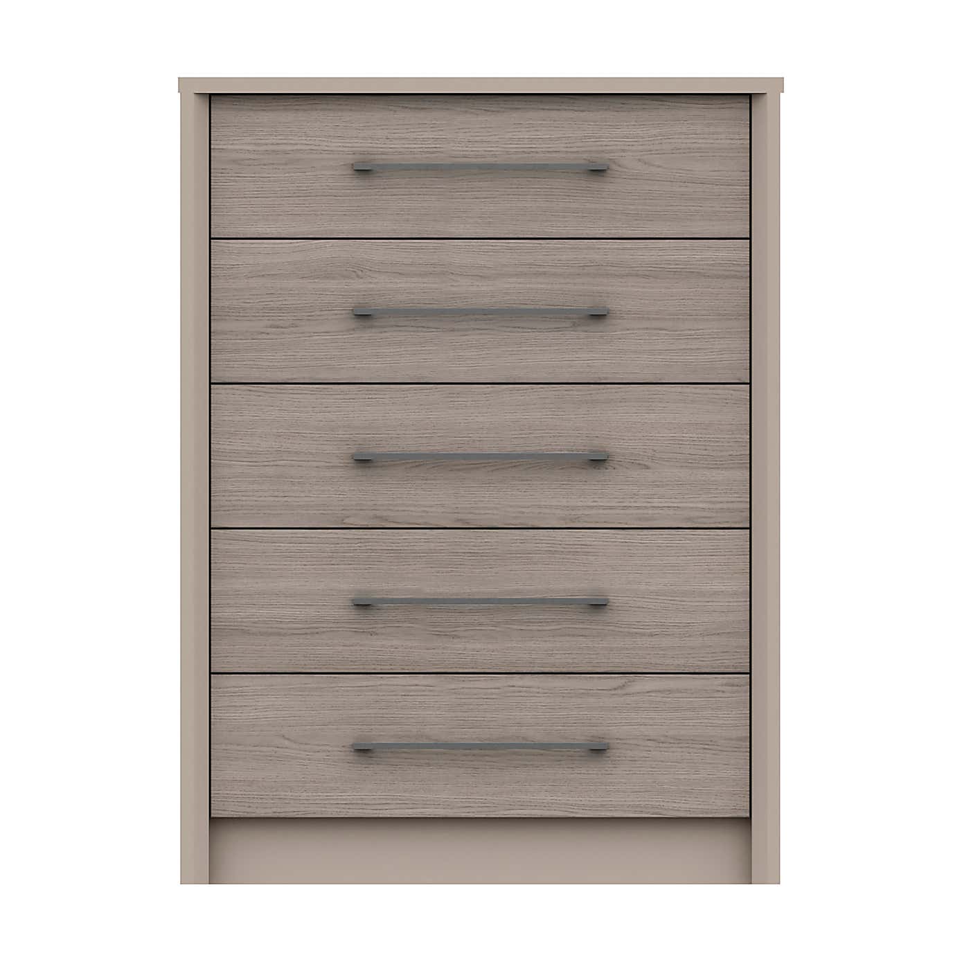 Dolan Grey Oak Effect 5 Drawer Chest